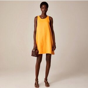 J.Crew Maxine Button Back Linen Shift Dress Orange XS Sleeveless High Neck
